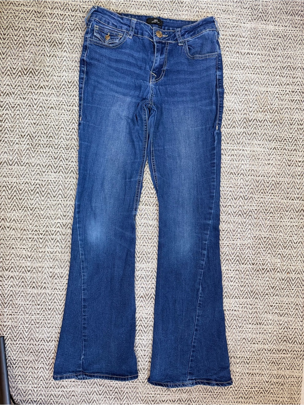 True Religion Joey Mid Rise Flare Jeans Women’s Size 27 Blue Stretch Denim Flap